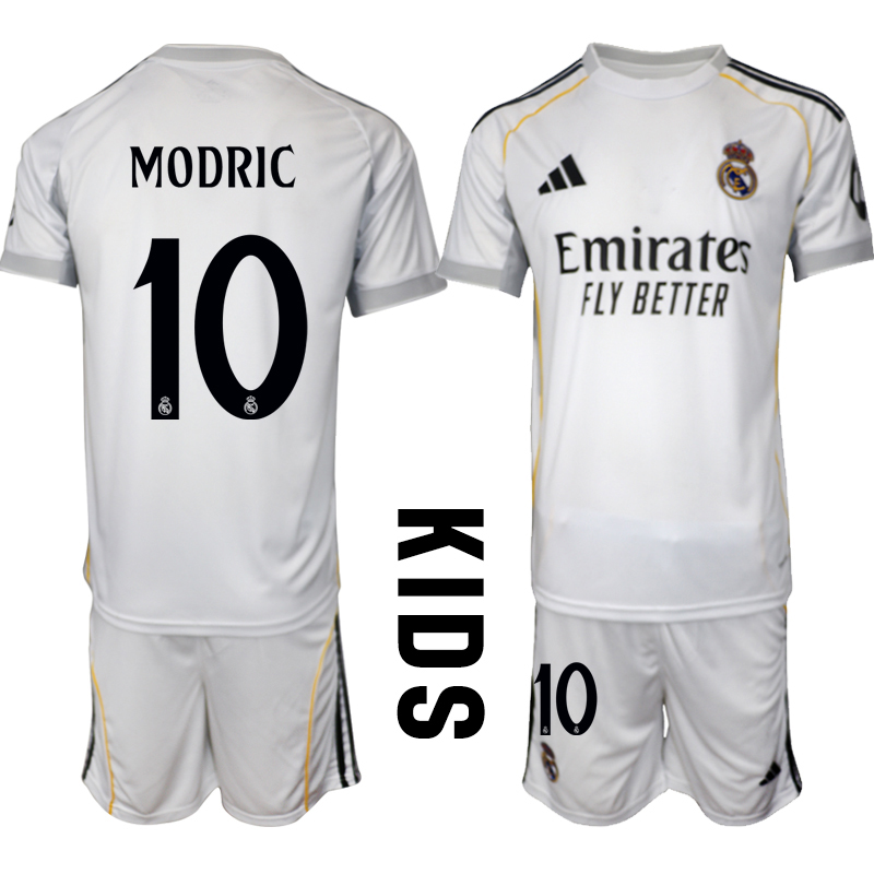Youth 2025-2026 Club Real Madrid home White #10 Soccer Jersey